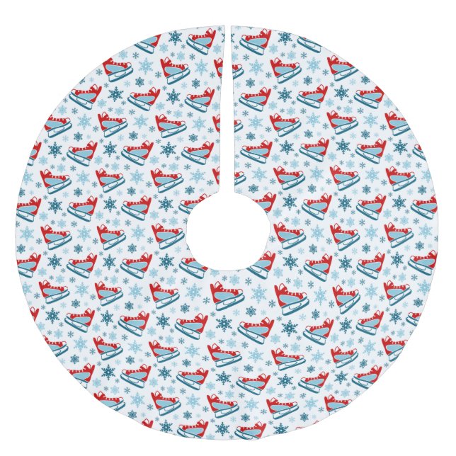 ROWS OF RED WHUE BLUE WINTER ICE SKATE POLYESTER WEIHNACHTSBAUMDECKE (Vorderseite)