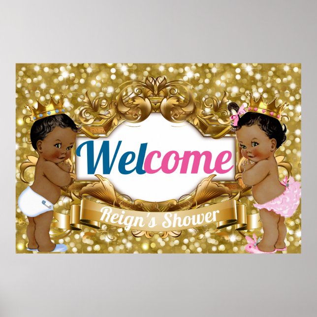Royal African Gender Reveal Glitzer Welcome Poster (Vorne)