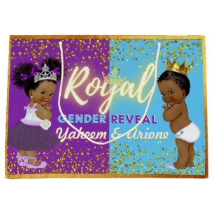 Royal African Gender Reveal Lila & Blue Foto Große Geschenktüte
