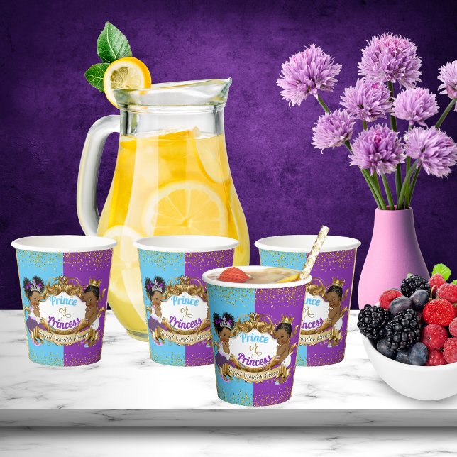 Royal African Gender Reveal Lila & Blue Pappbecher (Von Creator hochgeladen)