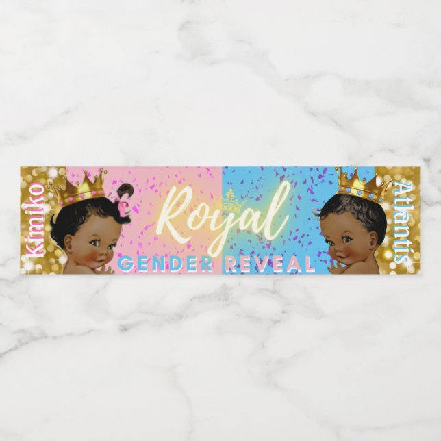 Royal African Gender Reveal Pink|Blue Gold Glitzer (Einzelnes Label)