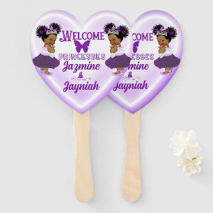 Royal African Lila Princesses Twin Baby Dusche Fächer