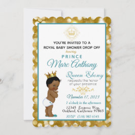 Royal African Prince Aquamarin & Gold Glitzer Extr Einladung