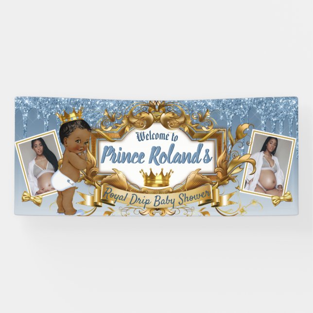 Royal African Prince Blue Glitzer Tropfen (2 Fotos Banner (Horizontal)