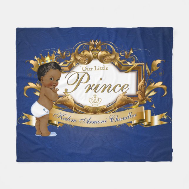 Royal African Prince Blue und Gold Extravagant Fleecedecke (Vorderseite (Horizontal))