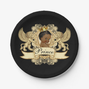 Royal African Prince Elegante Schwarz & Gold Pappteller