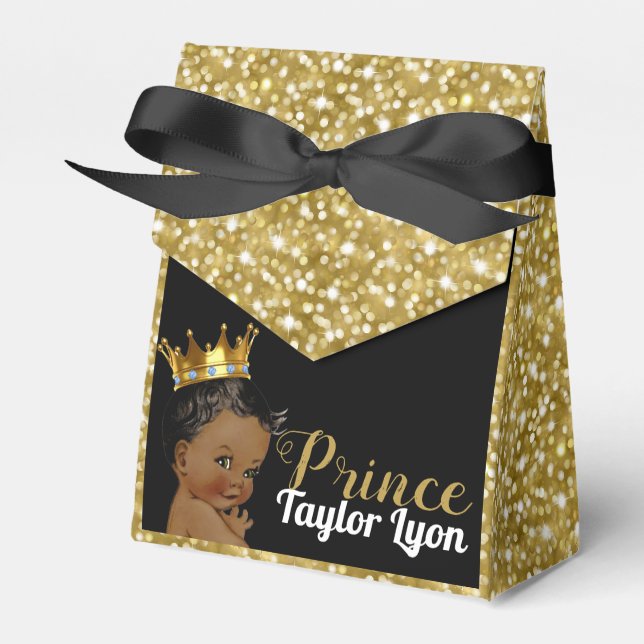 Royal African Prince Gold Glitzer Elegante Geschenkschachtel (Vorderseite)