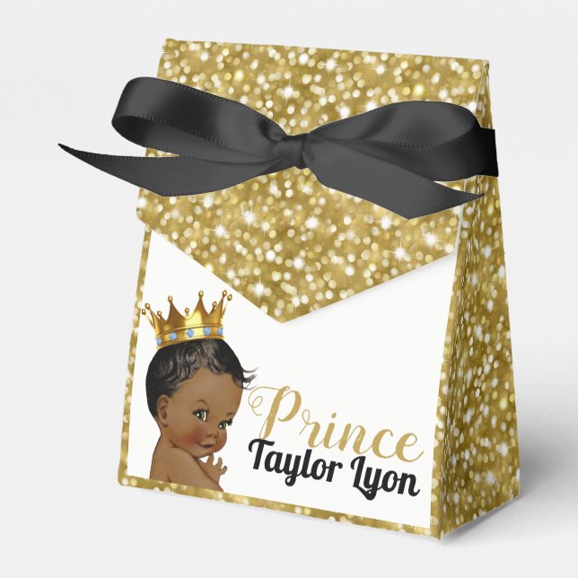 Royal African Prince Gold Glitzer Elegante Geschenkschachtel (Vorderseite)