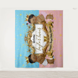 Royal African Prince & Princess Blue | Rosa Gold Wandteppich
