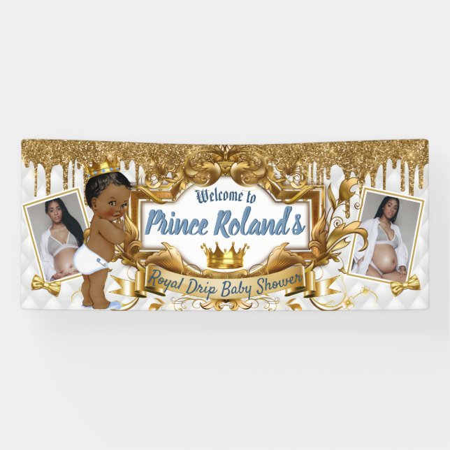 Royal African Prince White|Gold Glitzer-2 Fotos Banner (Horizontal)