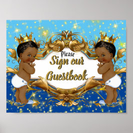 Royal African Twin Boys| Elegantes Gästebuchzeiche Poster