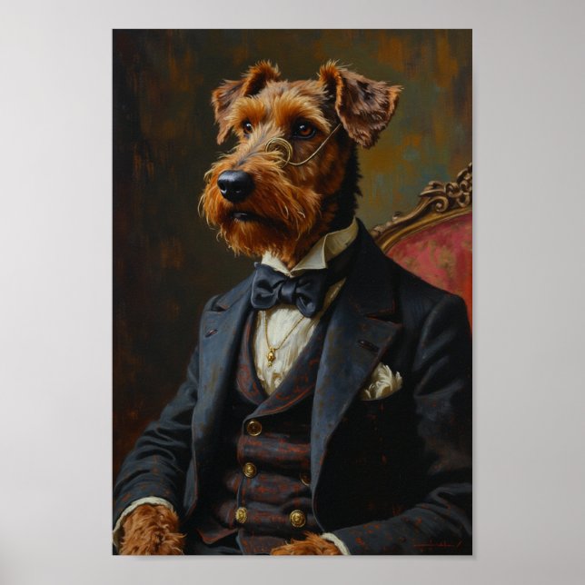 Royal Airedale Terrier Portrait Poster (Vorne)