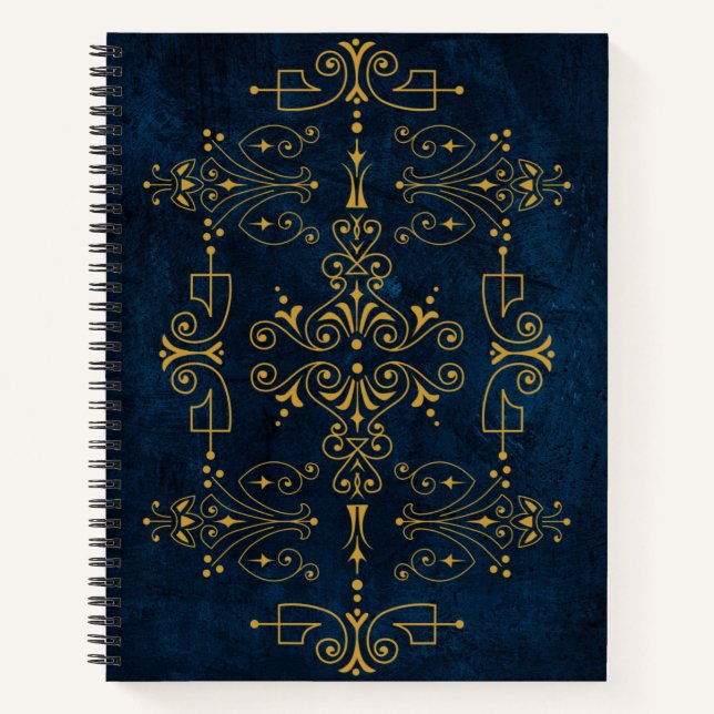 Royal Arcane Sigil - Gold Geblüht am Mitternacht Notizbuch (Vorderseite)