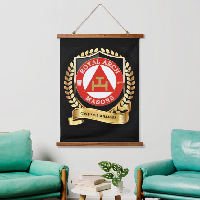 Royal Arch Mason Hanging Tapestry Wandteppich Mit Holzrahmen (Wohnzimmer)