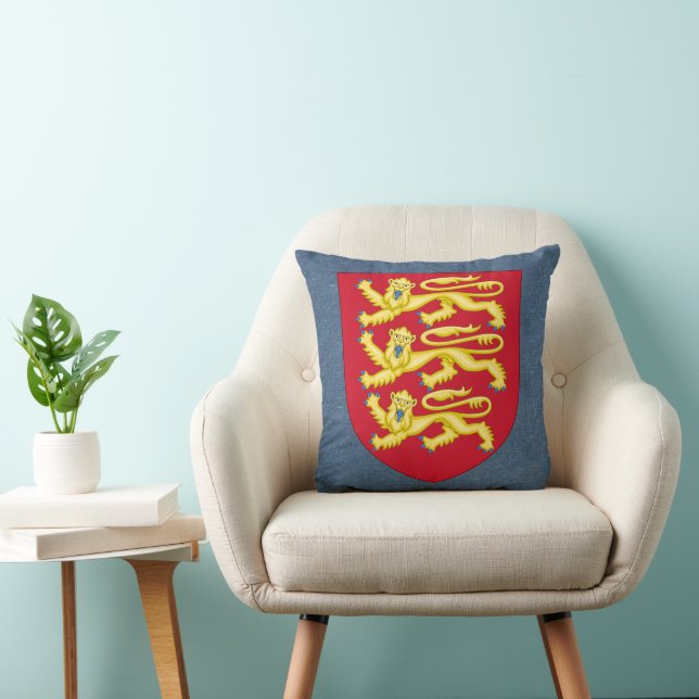 Royal Arms of England On Blue Denim Imitats Linen Kissen (Stuhl )