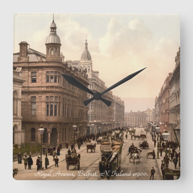 Royal Avenue, Belfast, N. Irland c1900 Quadratische Wanduhr (Vorderseite)