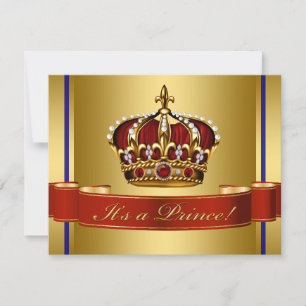 Royal Baby Red Blue und Gold Prince Baby Dusche Einladung