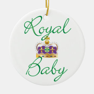 Royal Baby with Purple and Gold Crown Keramik Ornament