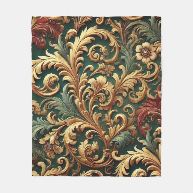 Royal Baroque Floral Pattern Fleecedecke (Vorderseite)