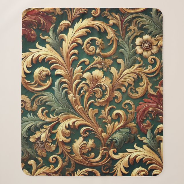 Royal Baroque Floral Pattern Sherpadecke (Vorderseite)