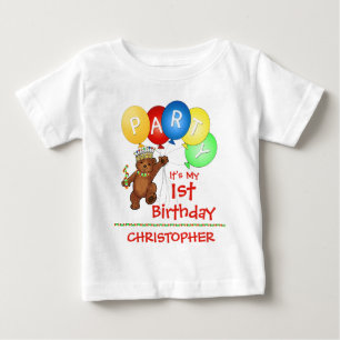 Royal Bear 1. Geburtstag Party Custom Baby T-shirt