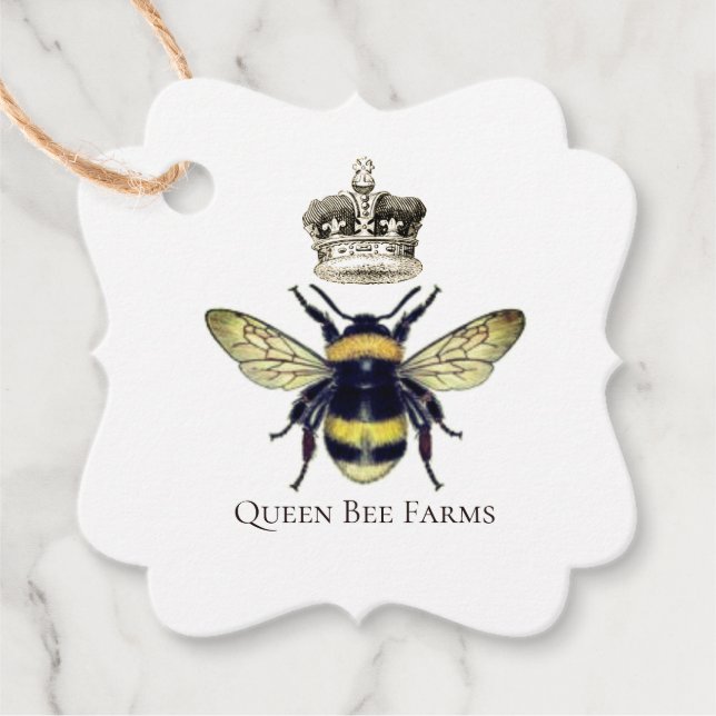Royal Bee and Crown Farm or Apiary Geschenkanhänger (Vorderseite)