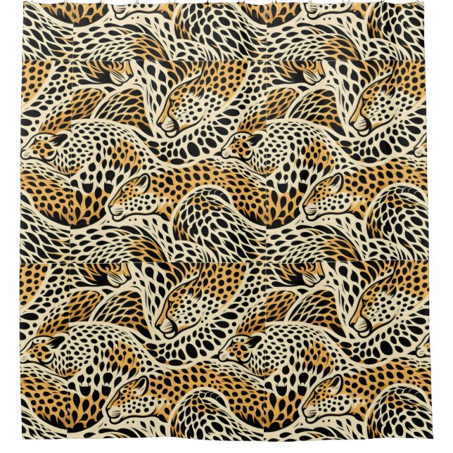 Royal Beige Cheetah Art Pattern Duschvorhang (Vorderseite)