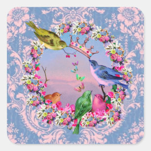 Royal Birds von Bella Bella Studios Quadratischer Aufkleber