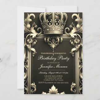 Royal Birthday Party Crown Verzierte Einladung