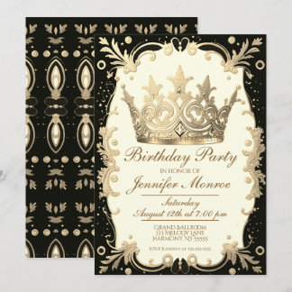 Royal Birthday Party Crown Verzierte Einladung