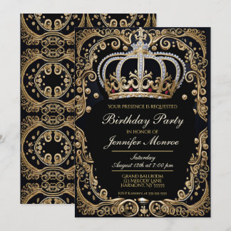 Royal Birthday Party Crown Verzierte Einladung