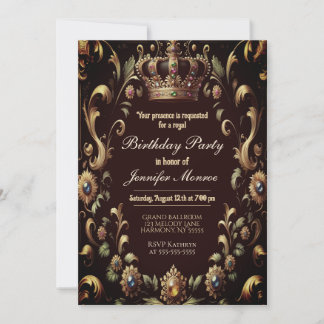Royal Birthday Party Crown Verzierte Einladung