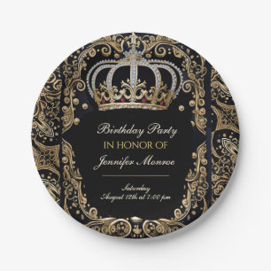 Royal Birthday Party Crown Verzierte Einladung Pappteller
