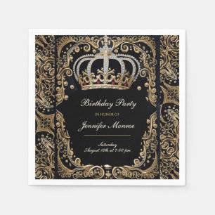 Royal Birthday Party Crown Verzierte Einladung Serviette