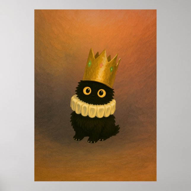 Royal Black Cat in Ghibli Style Crown Poster (Vorne)