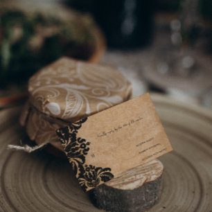 Royal Black Damask Wedding UAWG RSVP Karte