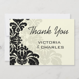 Royal Black Damast Hochzeit Danke 5x7