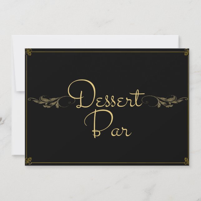 Royal Black Dessert Bar Wedding Sign Card (Vorderseite)