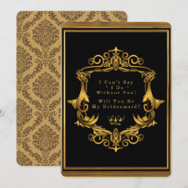 Royal Black Gold Nouveau wird meine Bridesmaid Einladung