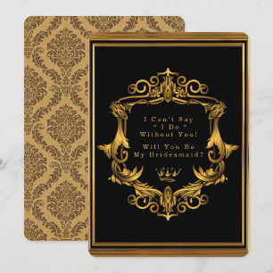 Royal Black Gold Nouveau wird meine Bridesmaid Einladung