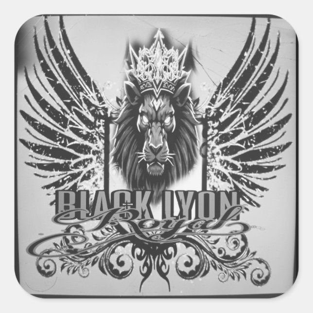 Royal black Lyon  Quadratischer Aufkleber (Vorderseite)