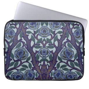 Royal Blau & Gold Art Deco Rose Blumen Dekor Laptopschutzhülle