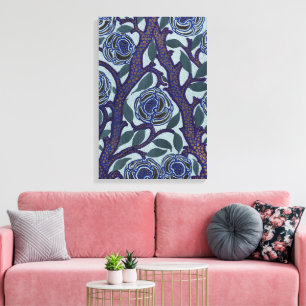 Royal Blau & Gold Art Deco Rose Florales Dekor Leinwanddruck