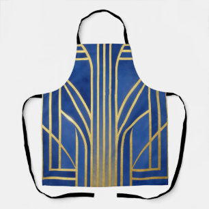Royal Blau Gold Art Deco Schürze