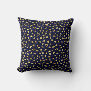 Royal Blau & Gold Glam Leopardenflecken Druck Kissen