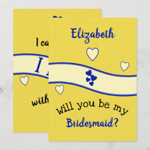 Royal blau und gelb werden Sie meine Bridesmaid se Einladung