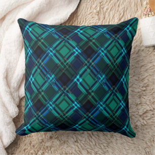 Royal Blau und grüner Tartan Kissen