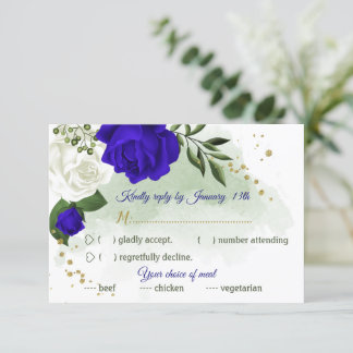 Royal Blau-Weiß-Blume Grüne Speisekarte RSVP Karte