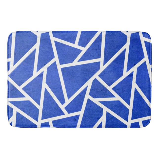Royal-Blau-Weiß-Mosaik Badematte (Vorderseite)