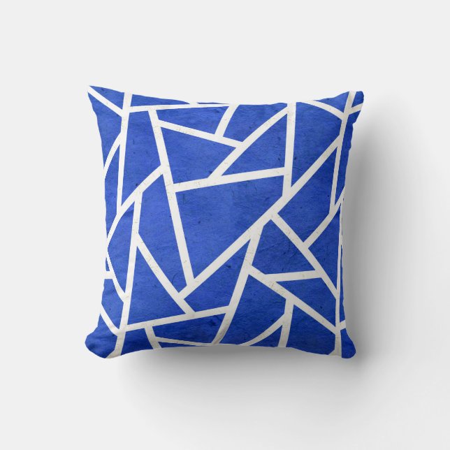 Royal-Blau-Weiß-Mosaik Kissen (Vorderseite)